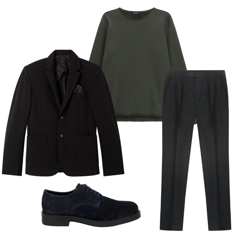 Outfit uomo - Total look #2269967. Stile Casual per Tutti i giorni. Abbinamento con giacche, felpe, scarpe stringate, pantaloni.