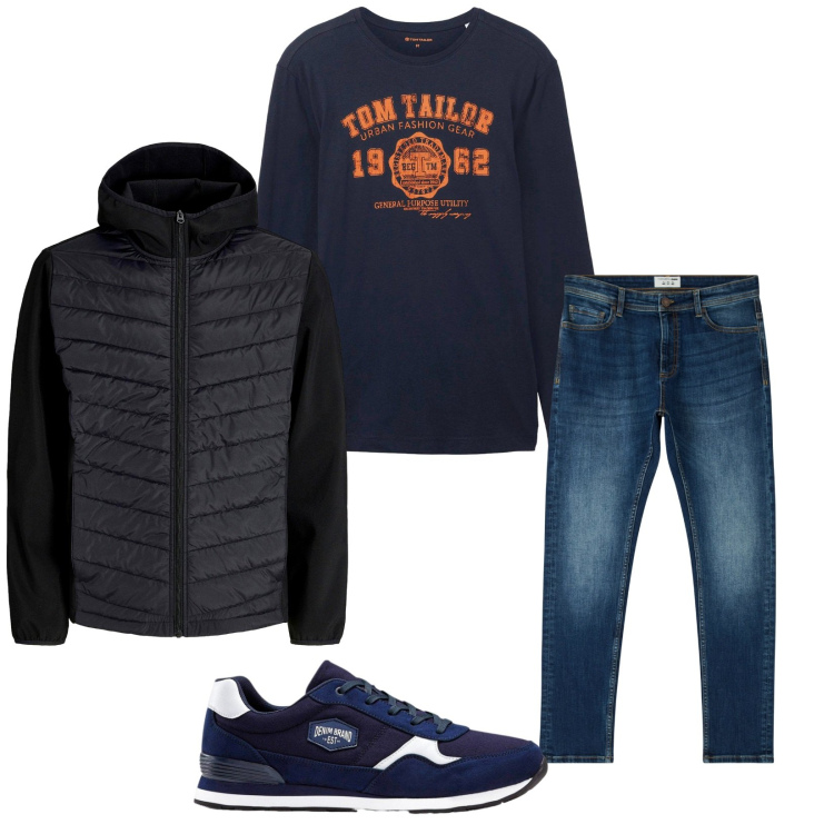 Outfit uomo - Total look #2269971. Stile Casual per Tutti i giorni. Abbinamento con sneakers, giacche, maglieria, jeans skinny.