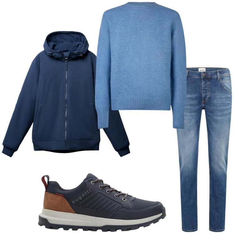 Outfit uomo - Total look #2269989. Stile Casual per Tutti i giorni. Abbinamento con jeans dritti, sneakers, giacche, maglieria.