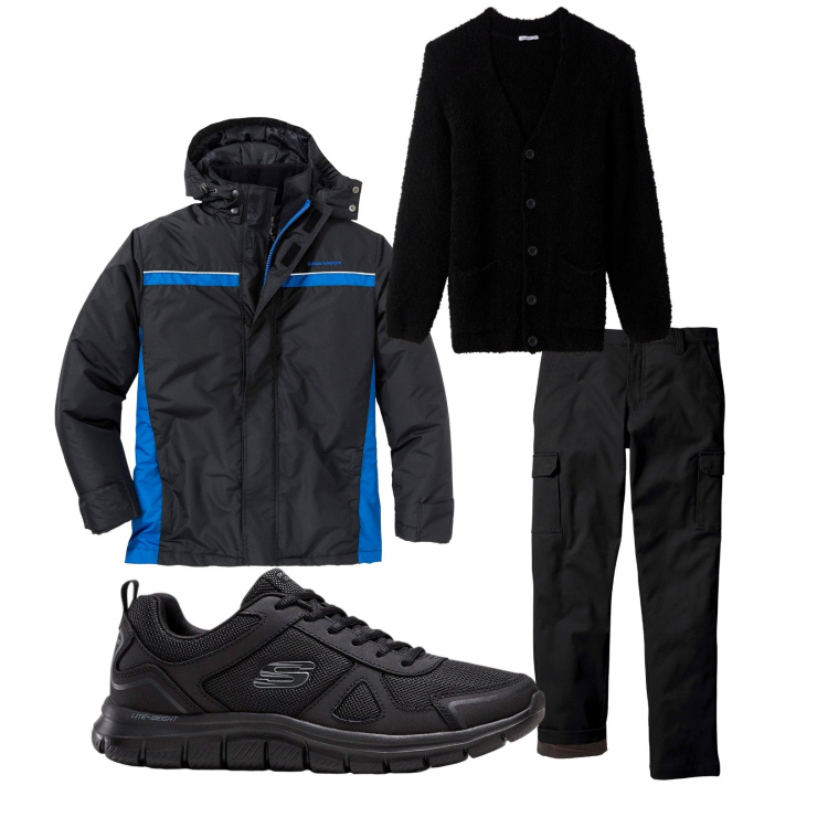 Outfit uomo - Total look #2270035. Stile Trendy per Tutti i giorni. Abbinamento con pantaloni cargo, giacche, sneakers, cardigans.
