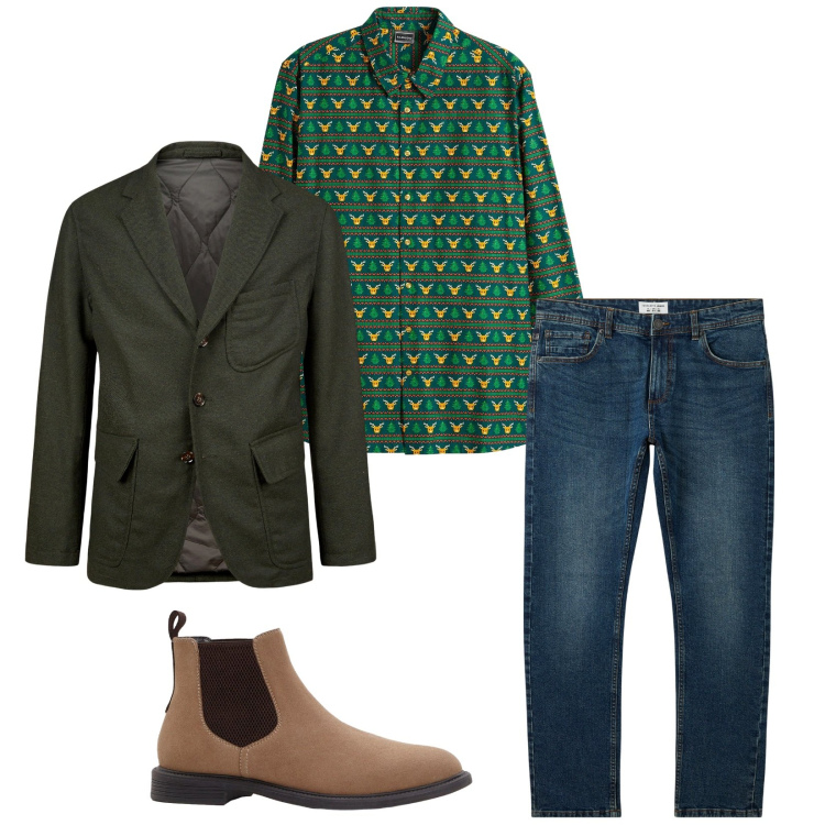 Outfit uomo - Total look #2270037. Stile Trendy per Serata speciale. Abbinamento con camicie, stivali e stivaletti, jeans, giacche.