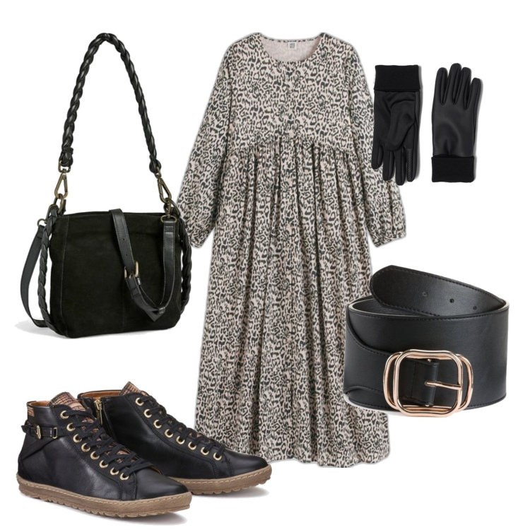 Outfit mujer - Casual #11926. Estilo Casual para Todos los días. Combinación con sneakers, vestidos largos, cinturones, guantes, bandoleras.