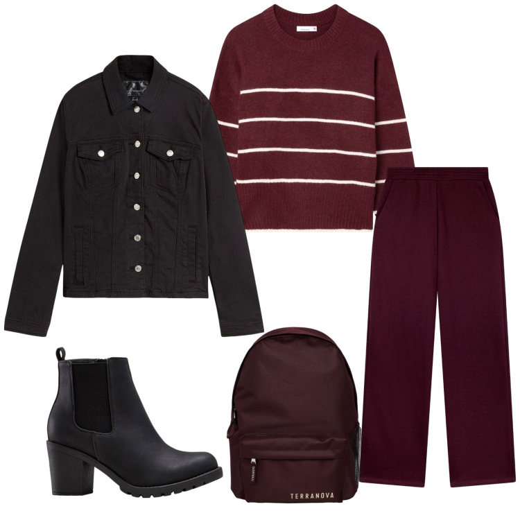 Outfit donna - Total look #2270052. Stile Casual chic per Ufficio. Abbinamento con blazer, stivaletti, zaini, maglieria, pantaloni.