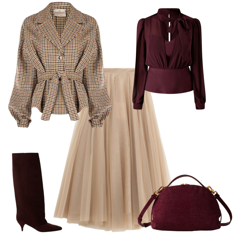 Outfit donna - Chic per tutti I giorni. Stile Chic per Tutti i giorni. Abbinamento con bluse, caban, gonne lunghe, stivali, borse a mano.