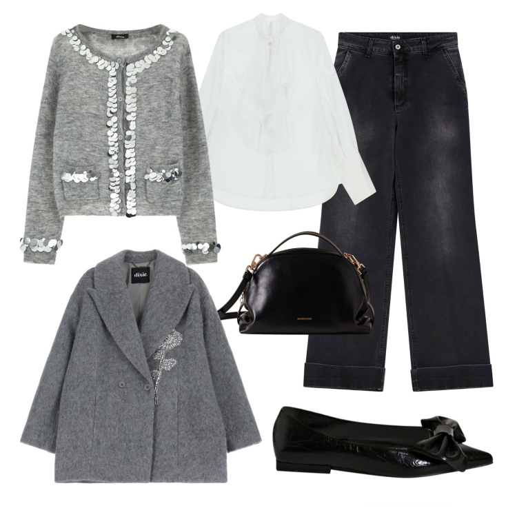 Outfit donna - Il cardigan!. Stile Trendy per Ufficio. Abbinamento con borse a mano, ballerine, cardigans, cappotti, jeans, camicie.