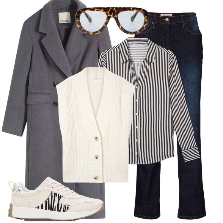 Outfit donna - Sportive e disinvolte. Stile Sporty chic per Tutti i giorni. Abbinamento con jeans dritti, cappotti, sneakers, gilet, camicie, occhiali da sole.