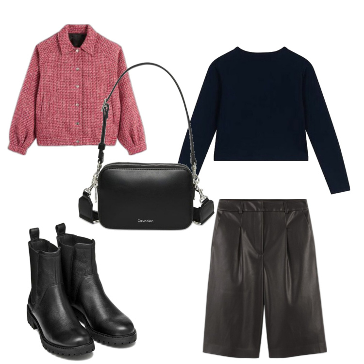 Outfit mujer - Trendy look. Estilo Trendy para Todos los días. Combinación con botines chelsea, cárdigans, bermudas, bomber, bandoleras.