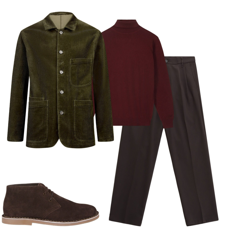 Outfit uomo - Fall shades. Stile Urban per Tutti i giorni. Abbinamento con pantaloni, giacche, stivali e stivaletti, maglieria.