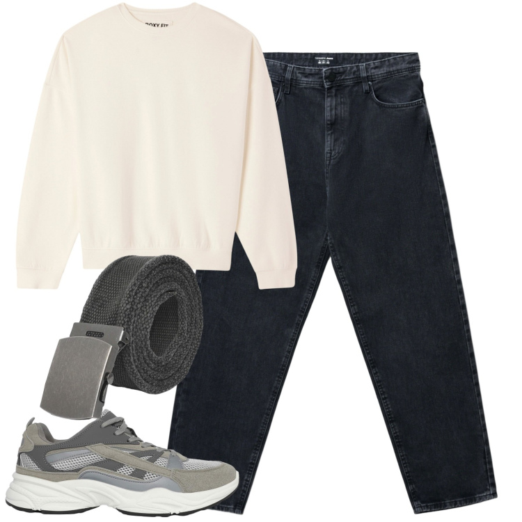 Outfit uomo - Total look #2270262. Stile Casual per Tutti i giorni. Abbinamento con felpe, sneakers, cinture, jeans.