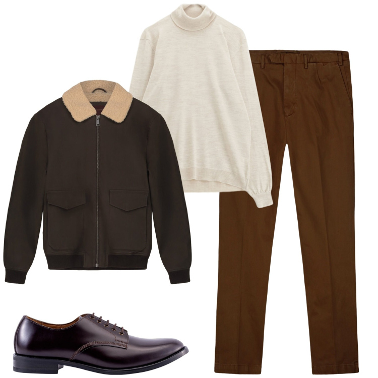 Outfit uomo - Total look #2270281. Stile Urban per Tutti i giorni. Abbinamento con maglieria, pantaloni, scarpe stringate, bomber.