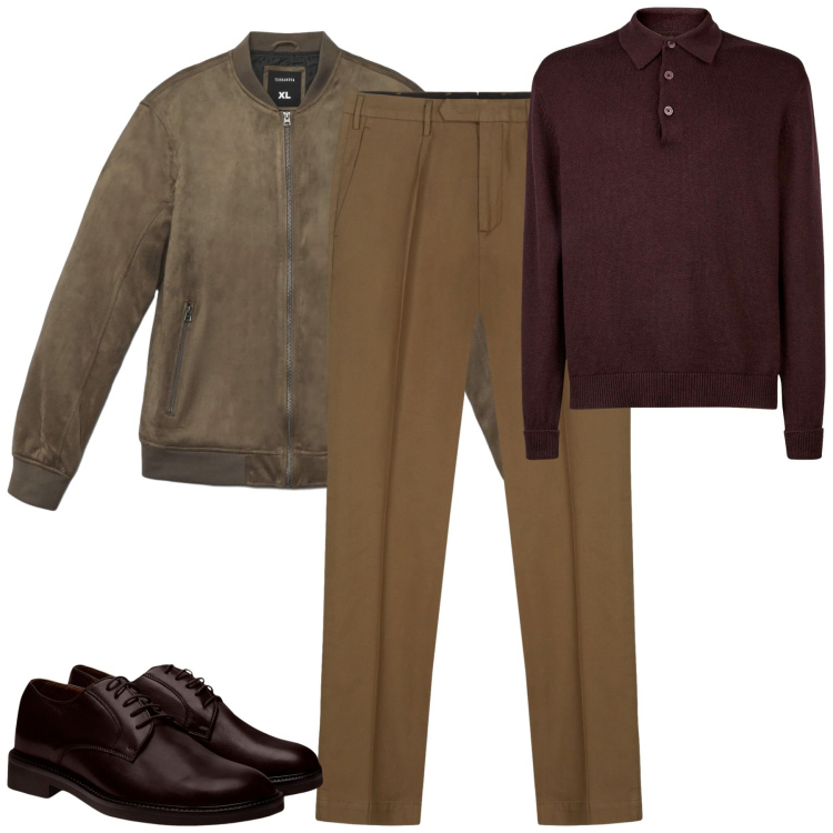 Outfit uomo - Total look #2270306. Stile Urban per Tutti i giorni. Abbinamento con giacche, scarpe stringate, pantaloni, polo.