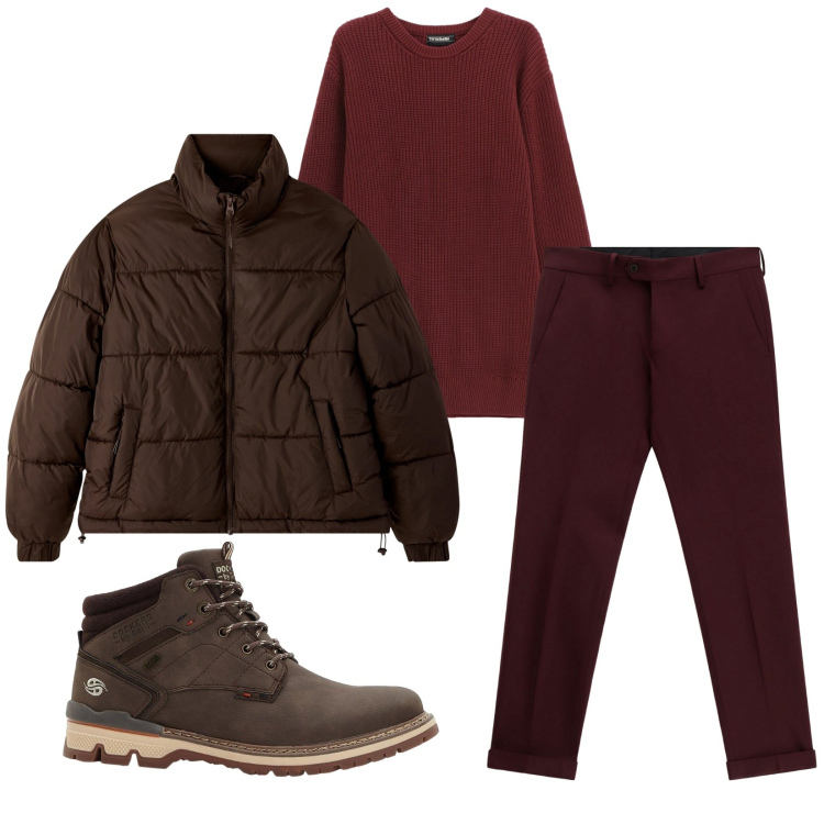 Outfit uomo - Total look #2270307. Stile Trendy per Tutti i giorni. Abbinamento con stivali e stivaletti, bomber, pantaloni, maglieria.