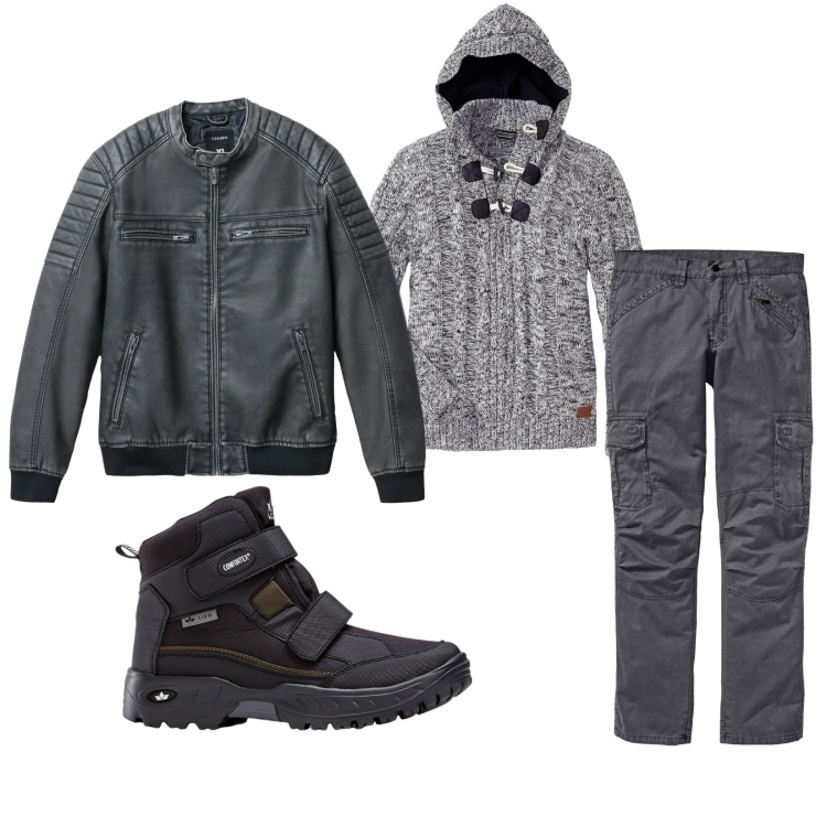 Outfit uomo - Total look #2270314. Stile Urban per Tutti i giorni. Abbinamento con pantaloni cargo, maglieria, stivali e stivaletti, giacche.
