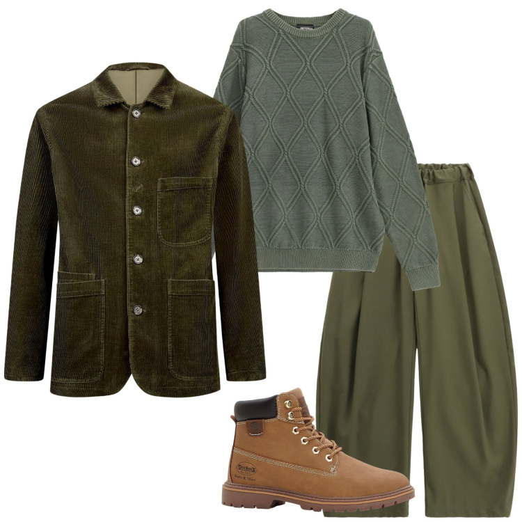 Outfit uomo - Total look #2270330. Stile Trendy per Serata speciale. Abbinamento con stivali e stivaletti, pantaloni, maglieria, giacche.