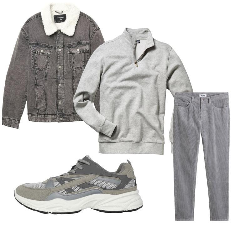 Outfit uomo - Total look #2270334. Stile Trendy per Tutti i giorni. Abbinamento con felpe, pantaloni, sneakers, cappotti.