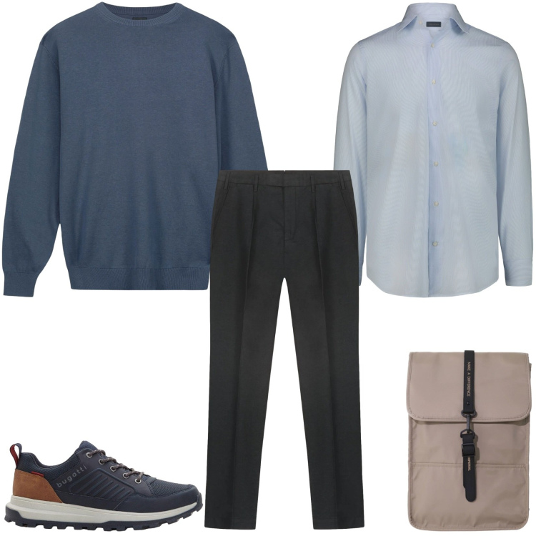 Outfit uomo - Regular fit. Stile Casual per Tutti i giorni. Abbinamento con sneakers, borse sportive, maglieria, camicie, pantaloni.