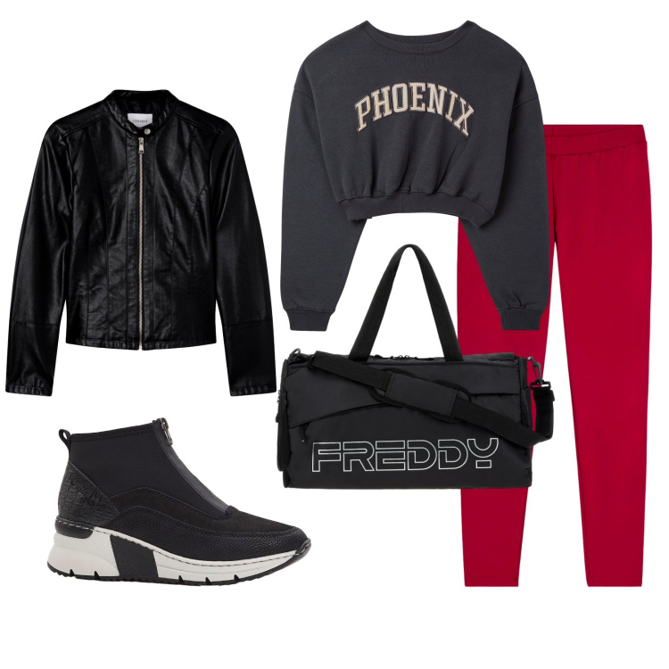 Outfit donna - Total look #2270352. Stile Basic per Sport. Abbinamento con sneakers, giacche, felpe sportive, borse sportive, leggings.