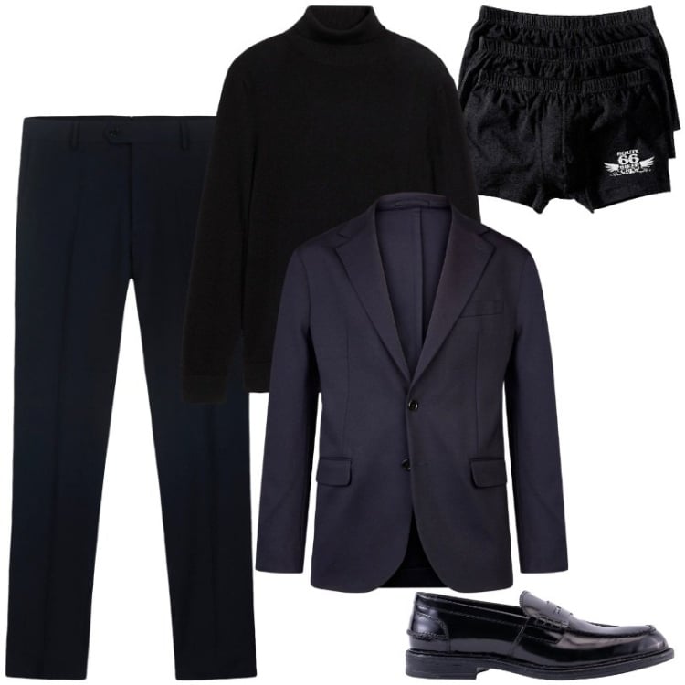 Outfit uomo - Blazer e dolcevita. Stile Business/Elegante per Ufficio. Abbinamento con maglieria, boxer, giacche, scarpe stringate, pantaloni.