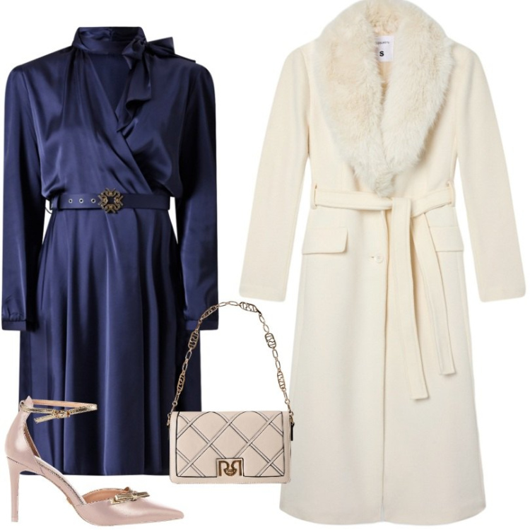Outfit donna - Battesimo. Stile Chic per Cerimonia. Abbinamento con cappotti, décolleté, borse a tracolla, vestiti corti.