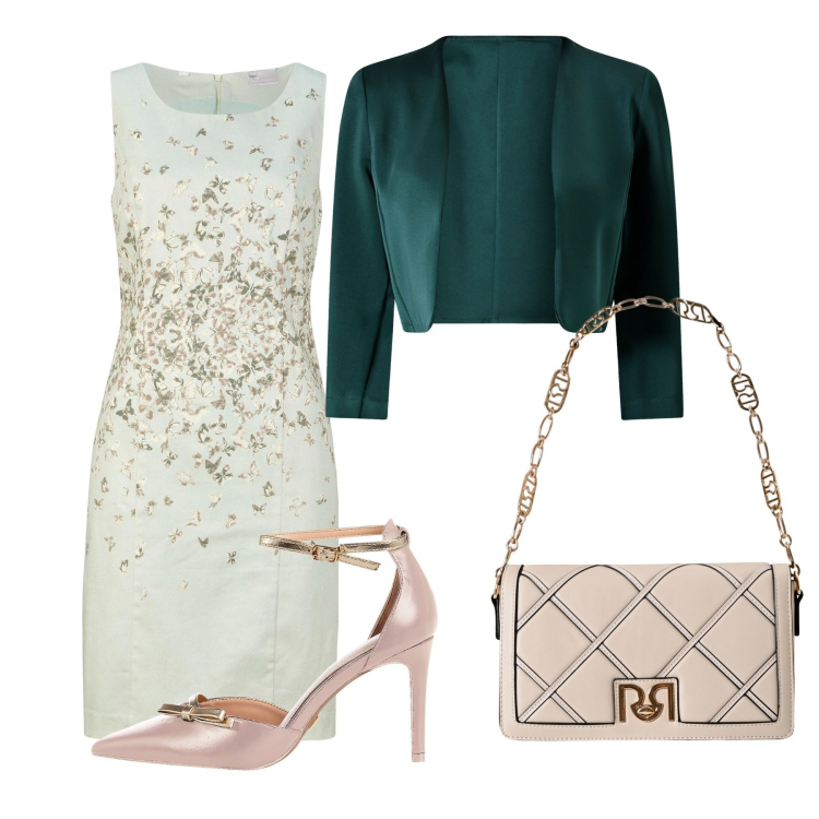 Outfit donna - Total look #2270407. Stile Casual chic per Cerimonia. Abbinamento con vestiti a tubino, décolleté, borse a tracolla, bolero.