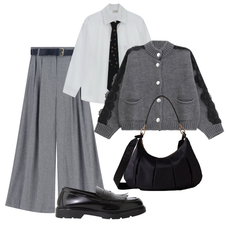 Outfit donna - Cardigan al lavoro - @danipoetessa73. Stile Glamour per Ufficio. Abbinamento con cardigans, mocassini, camicie, borse a spalla, pantaloni a palazzo.