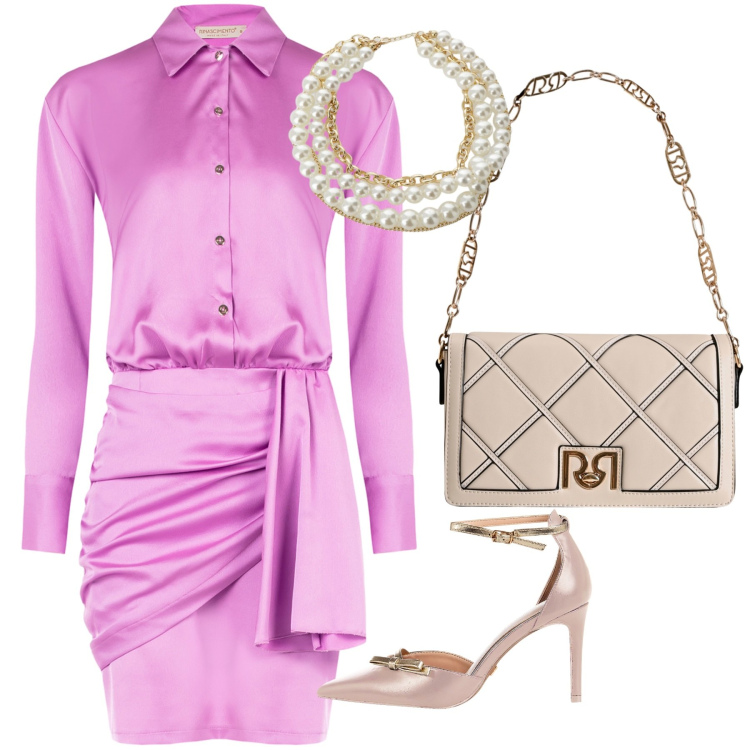 Outfit donna - Total look #2270419. Stile Bon Ton per Serata fuori. Abbinamento con collane, décolleté, borse a tracolla, vestiti chemisier.