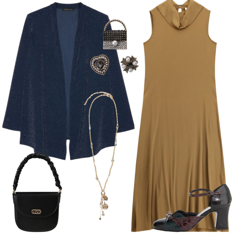 Outfit donna - Satin. Stile Chic per Tutti i giorni. Abbinamento con décolleté, vestiti lunghi, borse a mano, accessori per capelli, ciondoli, cardigans.