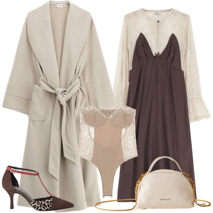 Outfit donna - Un po’ retrò. Stile Romantica per Tutti i giorni. Abbinamento con cappotti, vestiti midi/longuette, décolleté, body, borse a mano.