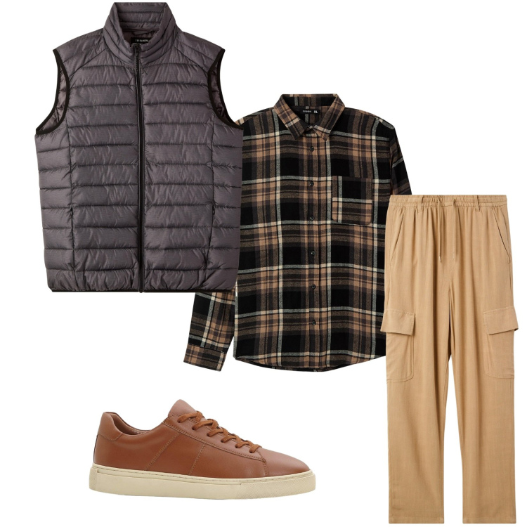 Outfit uomo - Total look #2270463. Stile Casual per Tutti i giorni. Abbinamento con sneakers, camicie, pantaloni cargo, piumini.