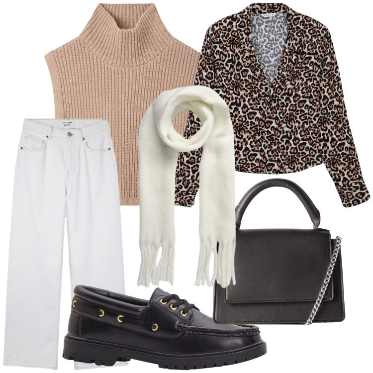 Outfit donna - Ufficio un poco maschile. Stile Mannish per Ufficio. Abbinamento con mocassini, borse a tracolla, cappotti, sciarpe, jeans, camicie.