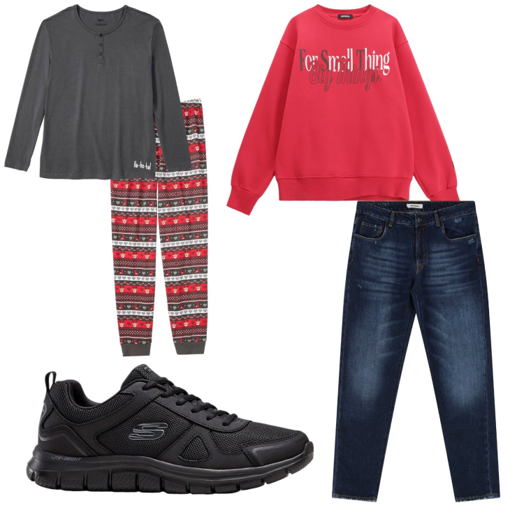 Outfit uomo - Total look #2271075. Stile Casual per Tutti i giorni. Abbinamento con sneakers, abbigliamento da notte, jeans dritti, felpe.