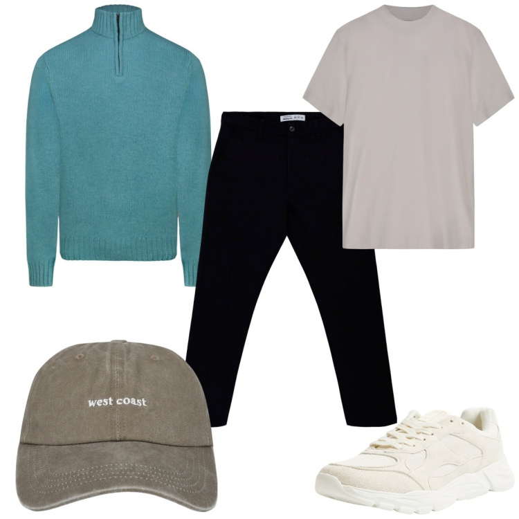 Outfit uomo - Total look #2271124. Stile Trendy per Tutti i giorni. Abbinamento con sneakers, cappelli con visiera, pantaloni chino, maglieria, t-shirt.