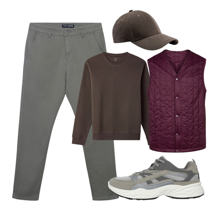 Outfit uomo - Colori in armonia!. Stile Urban per Tutti i giorni. Abbinamento con sneakers, pantaloni chino, felpe, piumini, cappelli con visiera.
