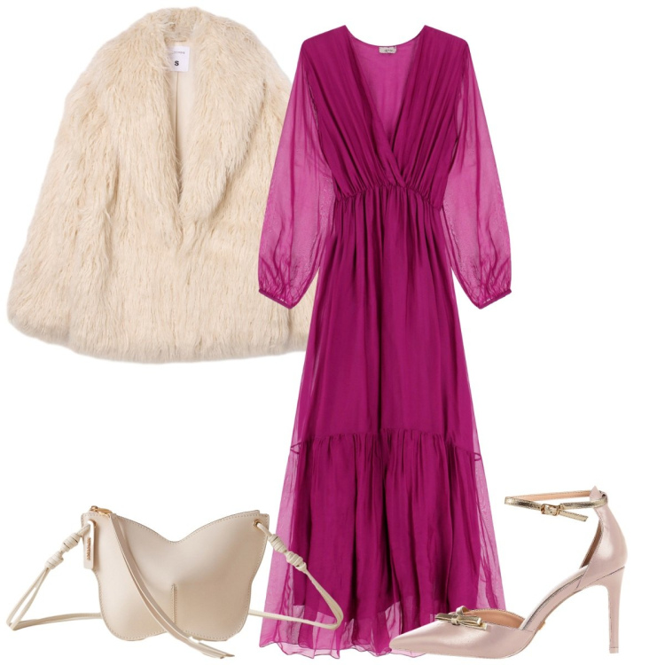 Outfit donna - Cerimonia. Stile Bon Ton per Cerimonia. Abbinamento con ecopellicce, vestiti lunghi, borse a tracolla, décolleté.