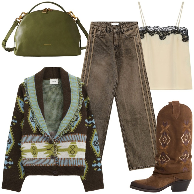 Outfit donna - Cardigan must have di ottobre. Stile Casual chic per Tutti i giorni. Abbinamento con jeans, canottiere, cardigans, stivali, borse a mano.