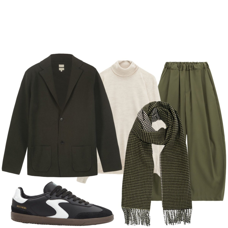 Outfit uomo - Pantaloni buggy. Stile Casual per Tutti i giorni. Abbinamento con sneakers, pantaloni, maglieria, giacche, sciarpe.