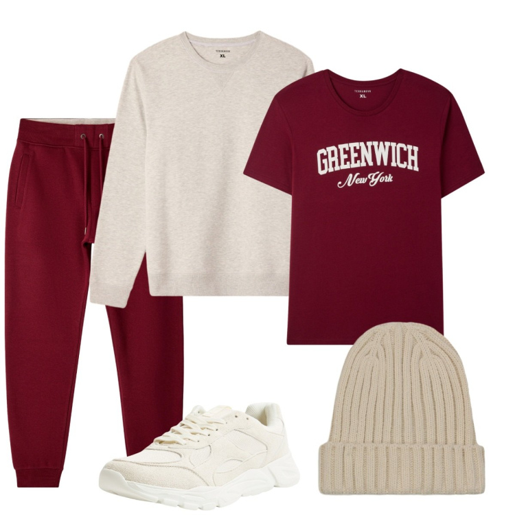 Outfit uomo - Total look #2271393. Stile Urban per Tutti i giorni. Abbinamento con sneakers, pantaloni, felpe, t-shirt, berretti.