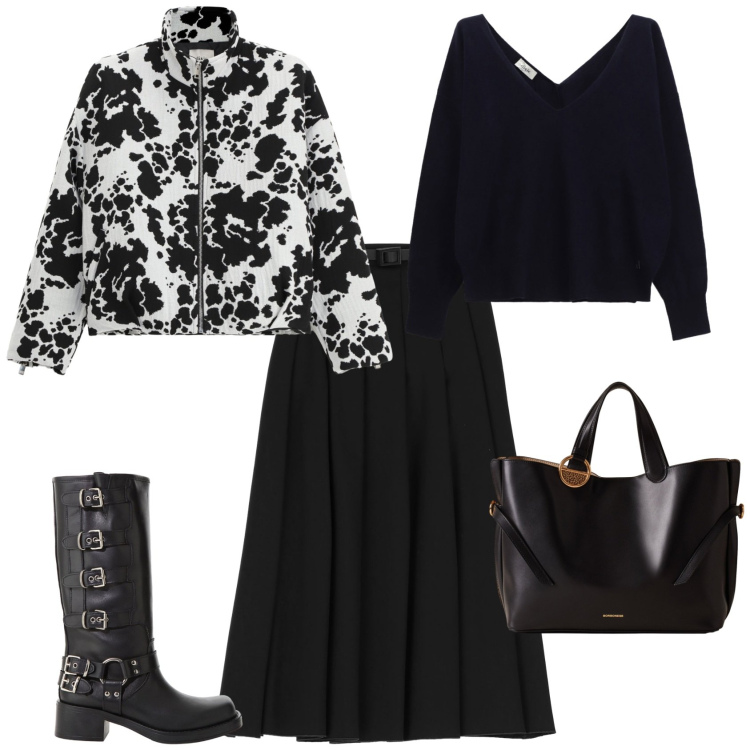 Outfit donna - Cerimonia evento serata. Stile Glamour per Tutti i giorni. Abbinamento con bomber, stivali, gonne longuette, maglieria, shopping bag.