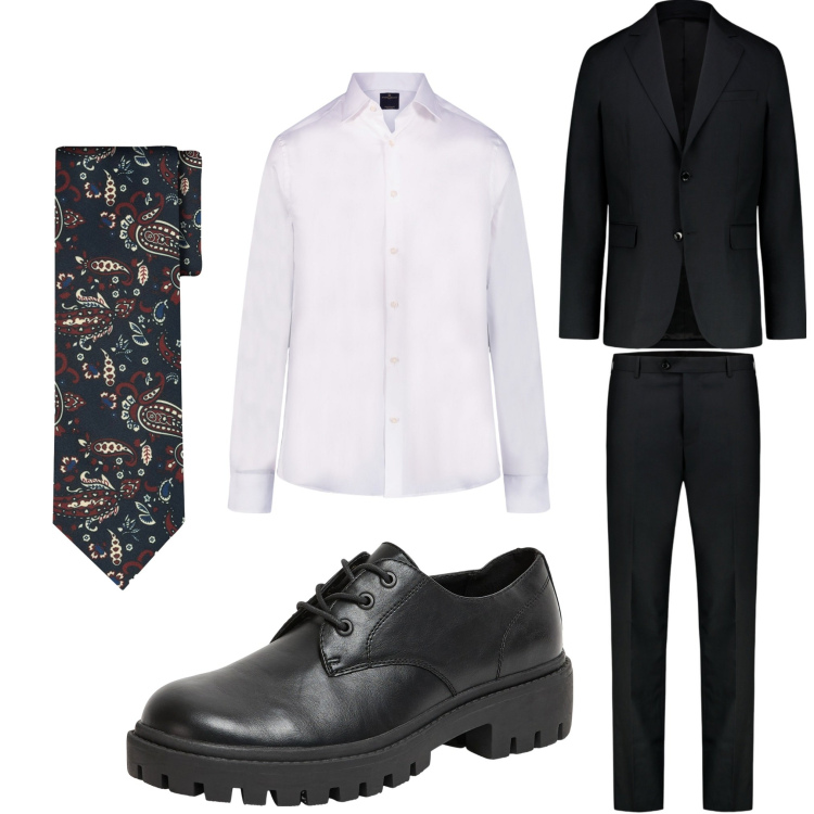 Outfit uomo - Intramontabile. Stile Business/Elegante per Ufficio. Abbinamento con scarpe stringate, camicie, cravatte, abiti.