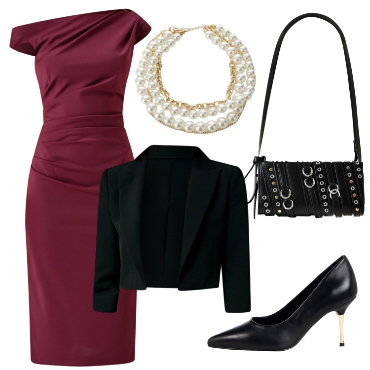 Outfit donna - Total look #2271606. Stile Casual chic per Serata fuori. Abbinamento con décolleté, bolero, borse a spalla, vestiti a tubino, collane.