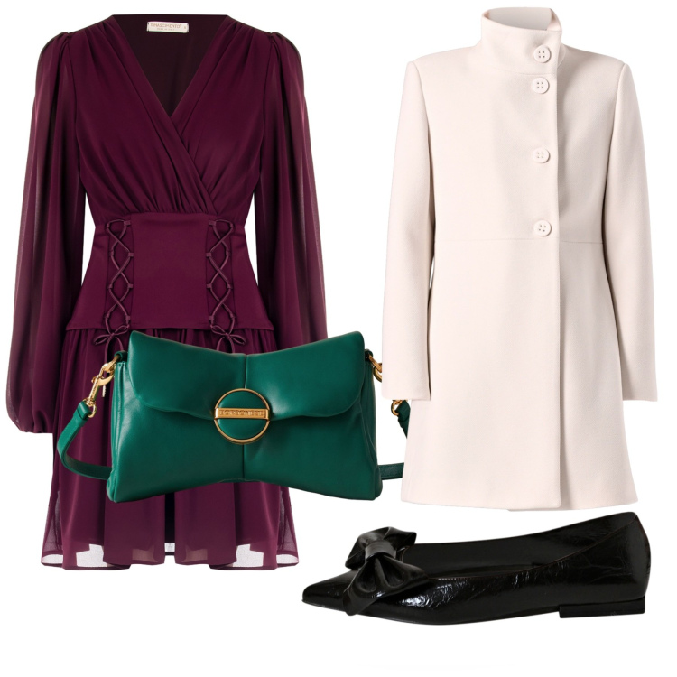 Outfit donna - Total look #2271618. Stile Bon Ton per Serata fuori. Abbinamento con pochette, vestiti corti, cappotti, ballerine.