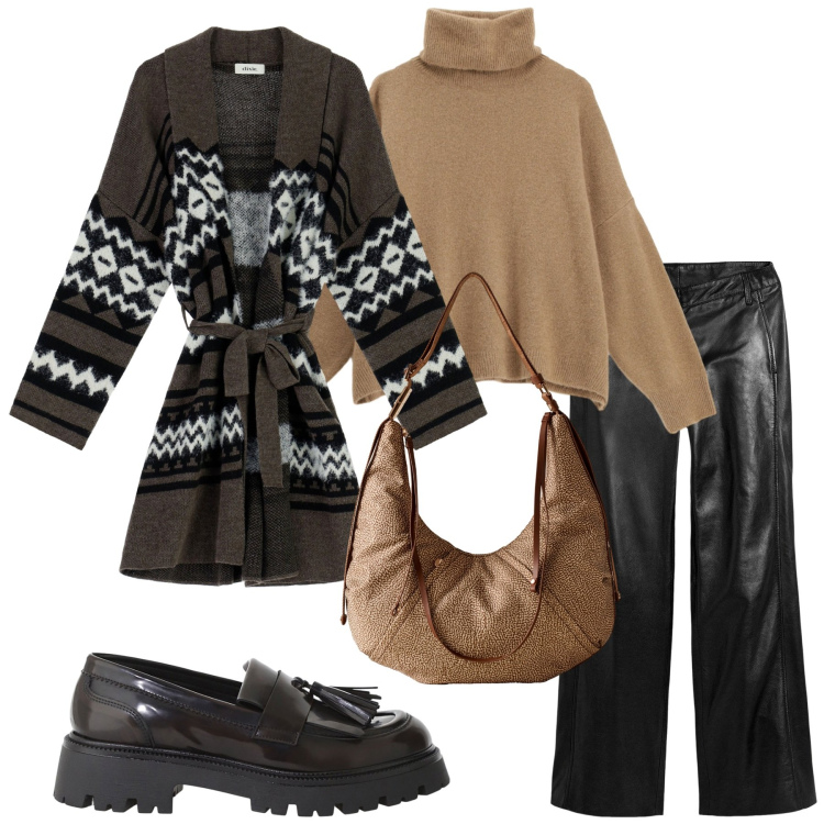 Outfit donna - Total look #2271650. Stile Urban per Tutti i giorni. Abbinamento con pantaloni, maglieria, cappotti, mocassini, borse a spalla.