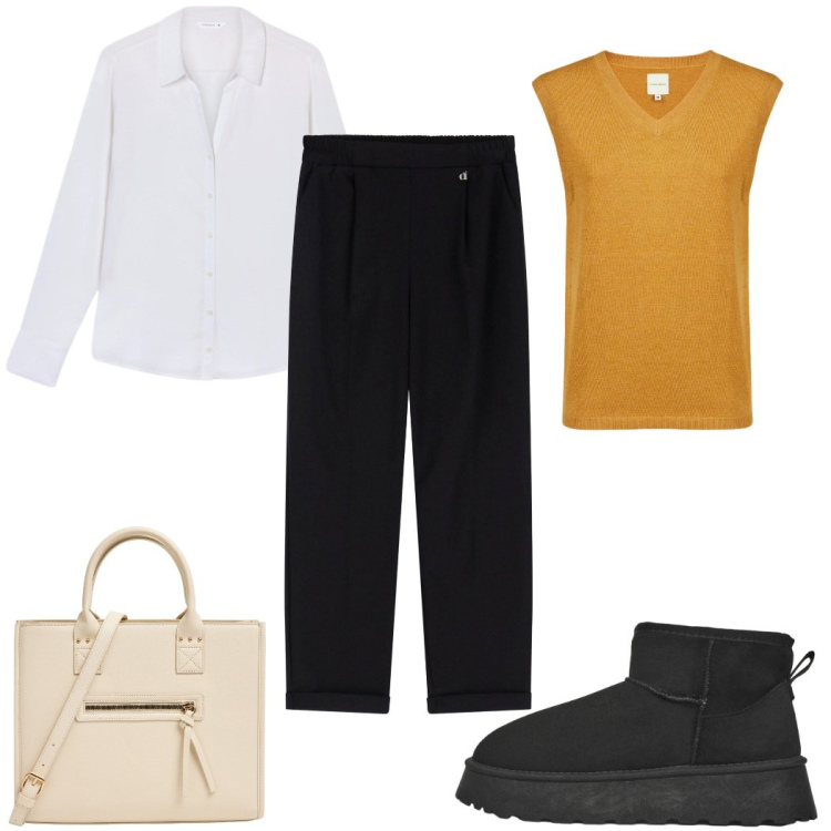 Outfit donna - Total look #2271881. Stile Boho per Tutti i giorni. Abbinamento con shopping bag, camicie, stivaletti, pantaloni, maglieria.