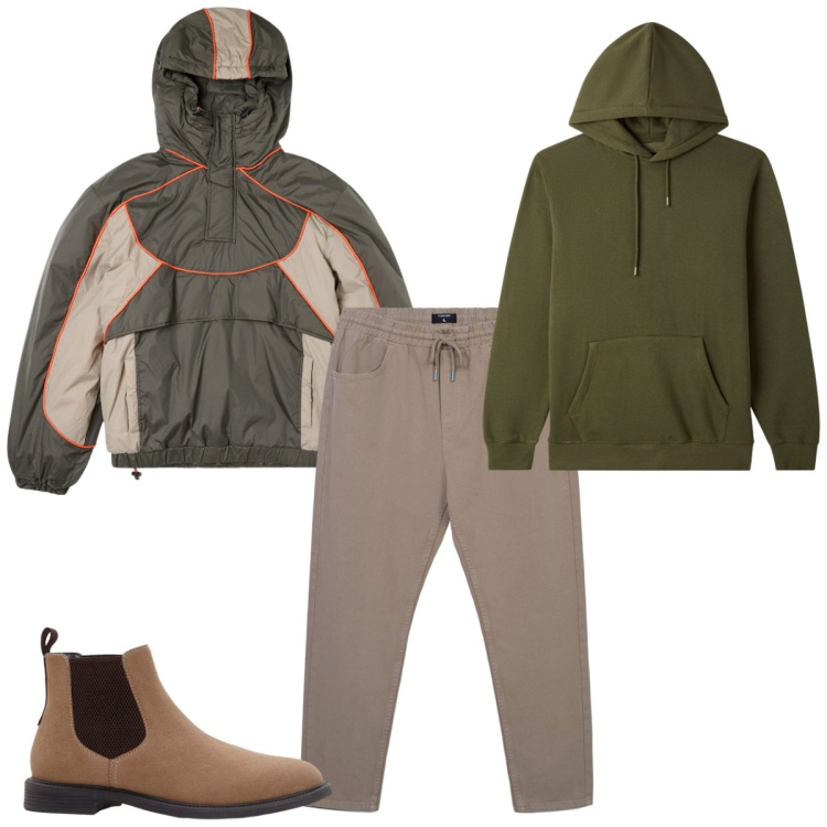Outfit uomo - Total look #2271897. Stile Urban per Tutti i giorni. Abbinamento con stivali e stivaletti, giacche, pantaloni, felpe con cappuccio.