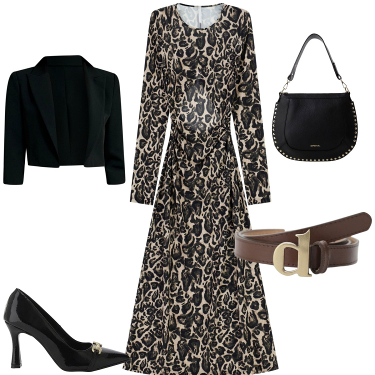 Outfit donna - Total look #2271899. Stile Glamour per Serata fuori. Abbinamento con cinture, bolero, décolleté, borse a spalla, vestiti lunghi.