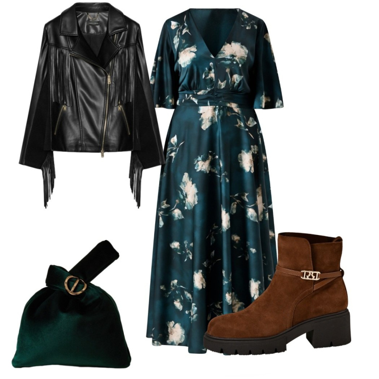 Outfit donna - Total look #2271913. Stile Boho per Tutti i giorni. look ideale per Premaman. Abbinamento con borse a mano, stivaletti, vestiti lunghi, blazer.