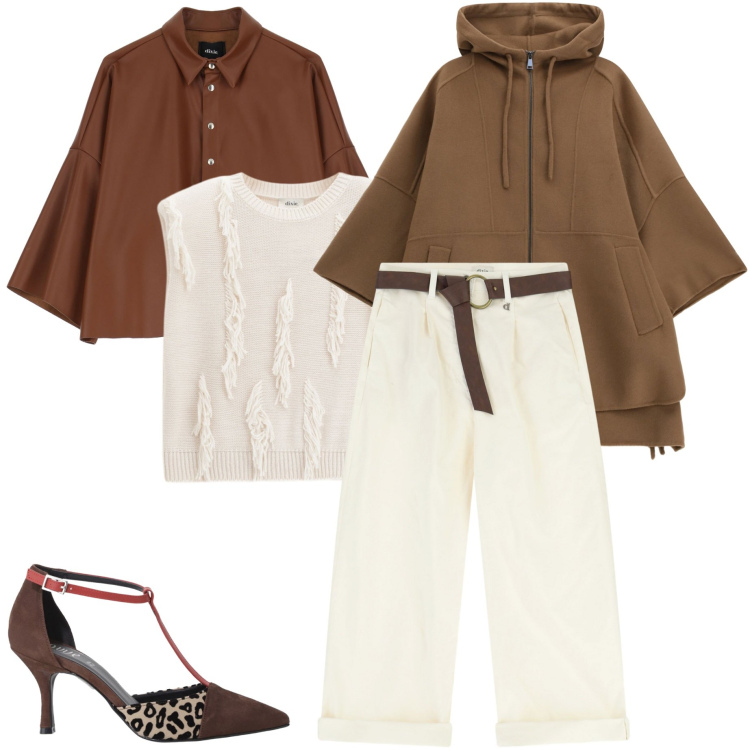 Outfit donna - Season Dixie. Stile Casual chic per Serata fuori. Abbinamento con pantaloni, cappotti, décolleté, maglieria, camicie.