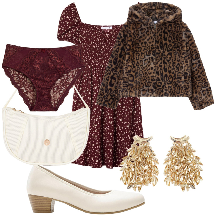Outfit donna - Cerimonia diurna. Stile Bon Ton per Cerimonia. Abbinamento con décolleté, culotte, vestiti corti, ecopellicce, orecchini, borse a mano.