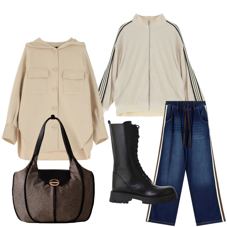 Outfit donna - La borsa strutturata. Stile Chic per Tutti i giorni. Abbinamento con jeans, stivali, cappotti, felpe, shopping bag.