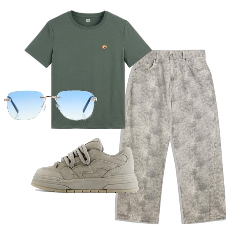 Outfit hombre - Urban #5184. Estilo Urban para Todos los días. Combinación con gafas de sol, sneakers, pantalones, camiseta.